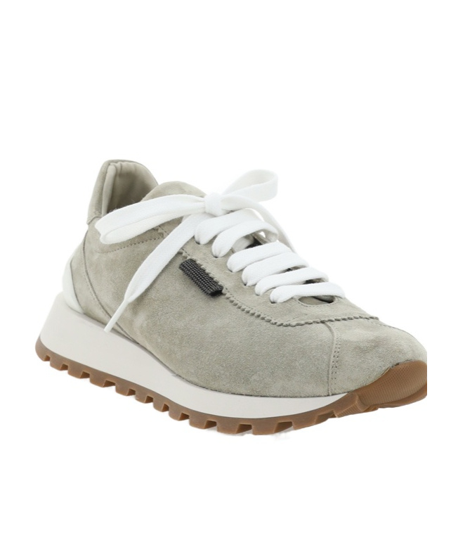Brunello Cucinelli Laced Sneakers In Gray