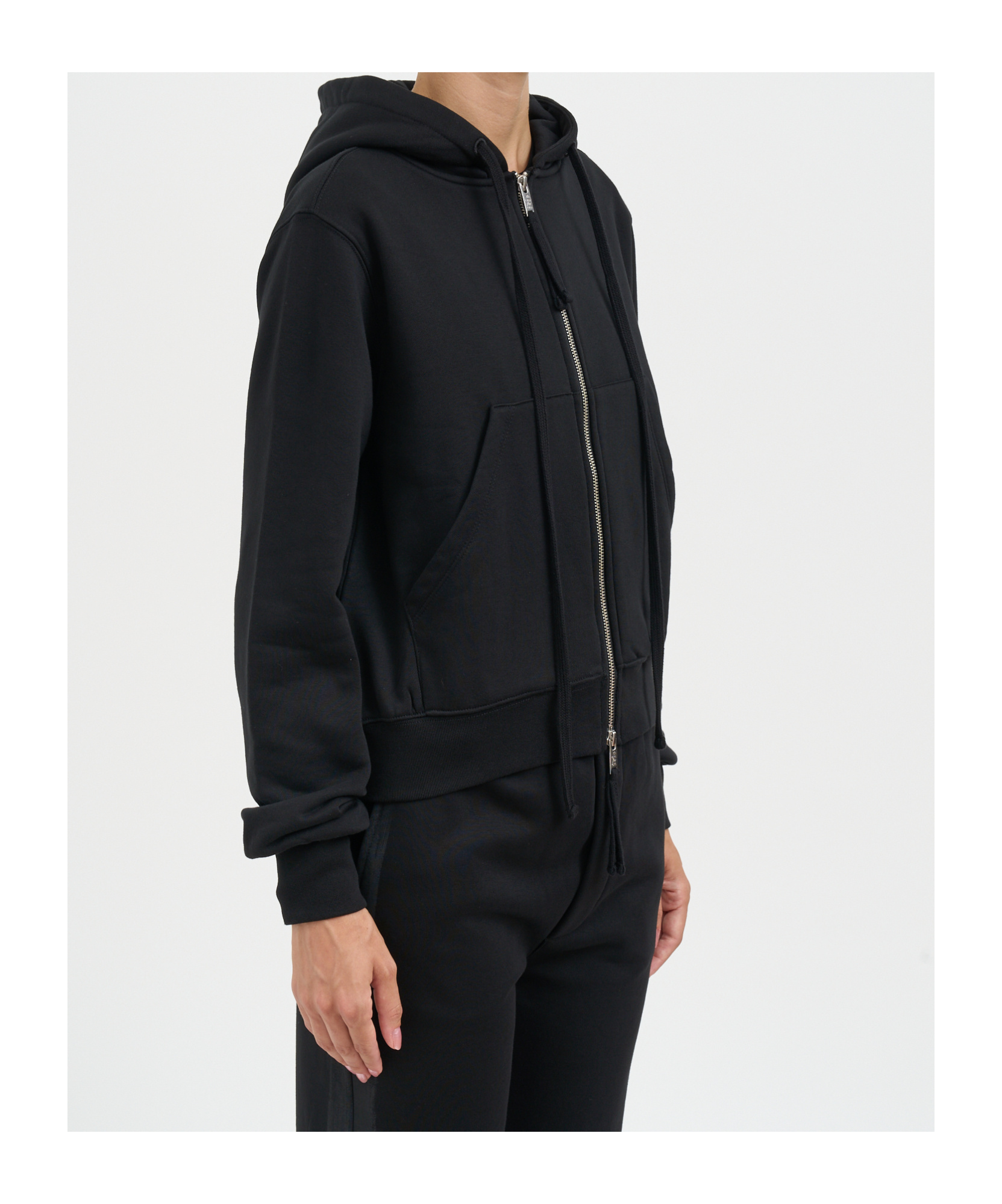 Thom Krom Felpa Con Zip E Cappuccio In Black