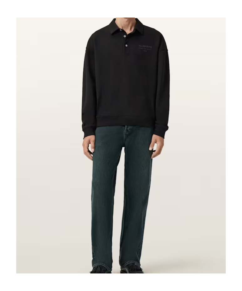 Allsaints Underground Zip-up Collar Sweatshirt In Black