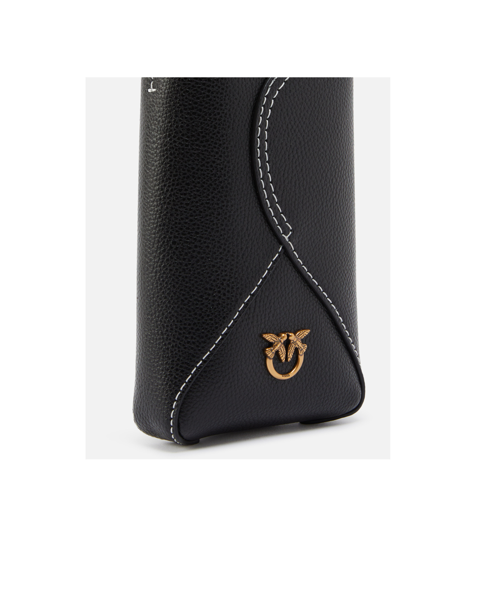 Pinko Leather Crossbody Smartphone Case In Black