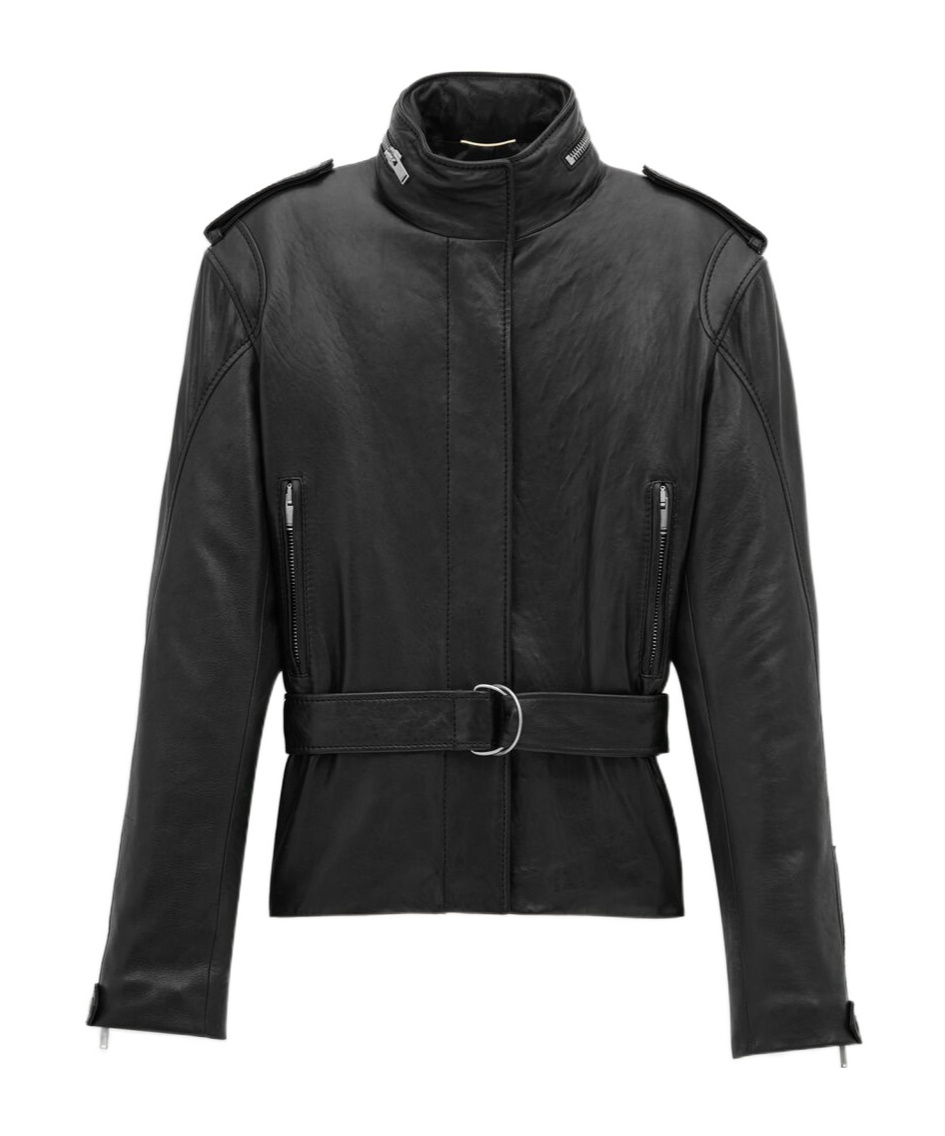 Saint Laurent Leather Jacket In Black