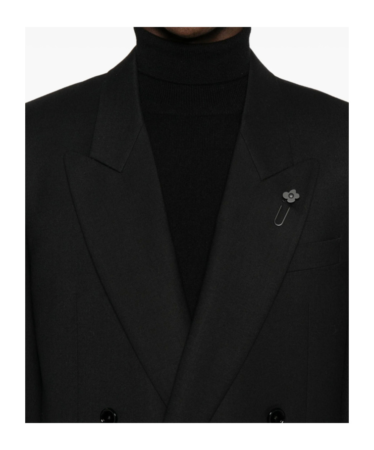 Lardini Double-breasted Blazer In Black