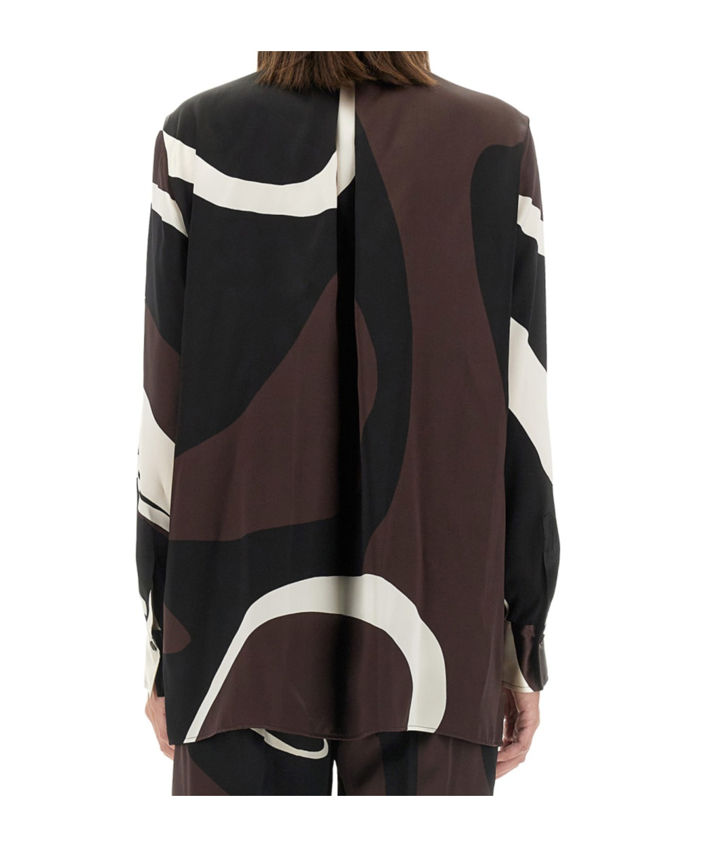 Kiton Abstract Pattern Collared Neck Long Sleeves Top In Black