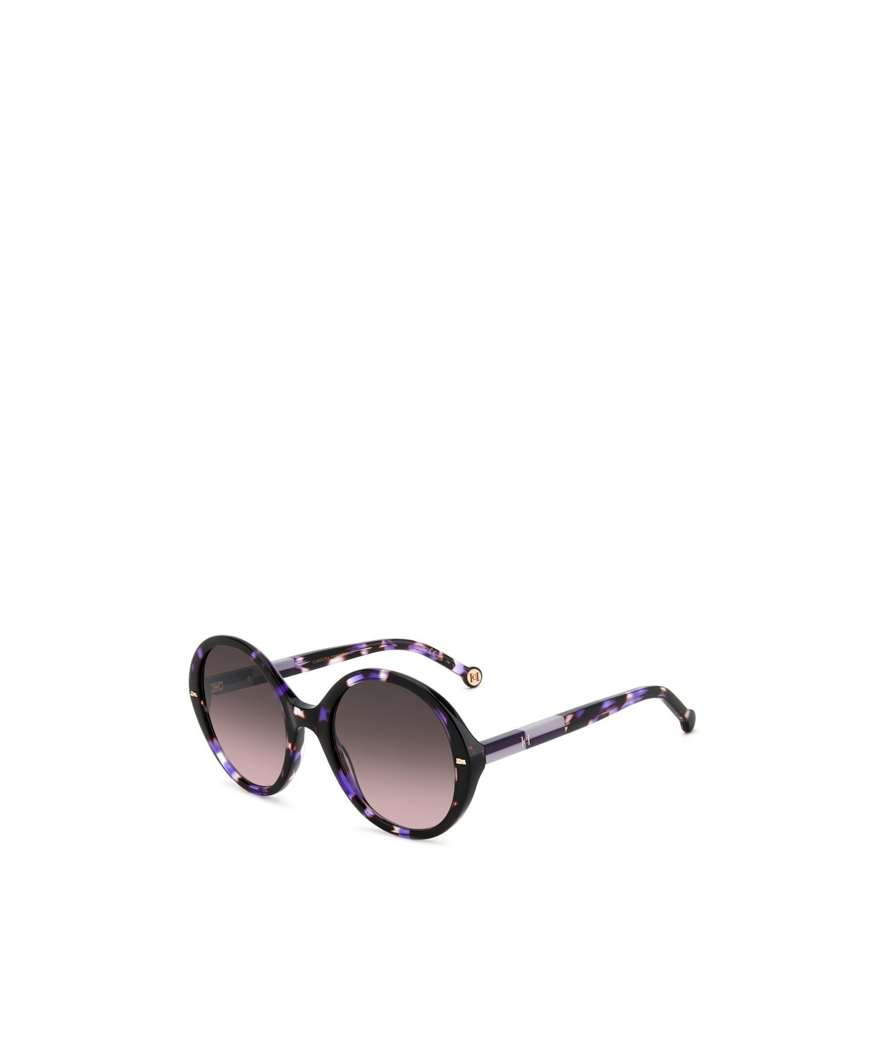 Carolina Herrera Tortoiseshell-effect Round-frame Sunglasses In Black