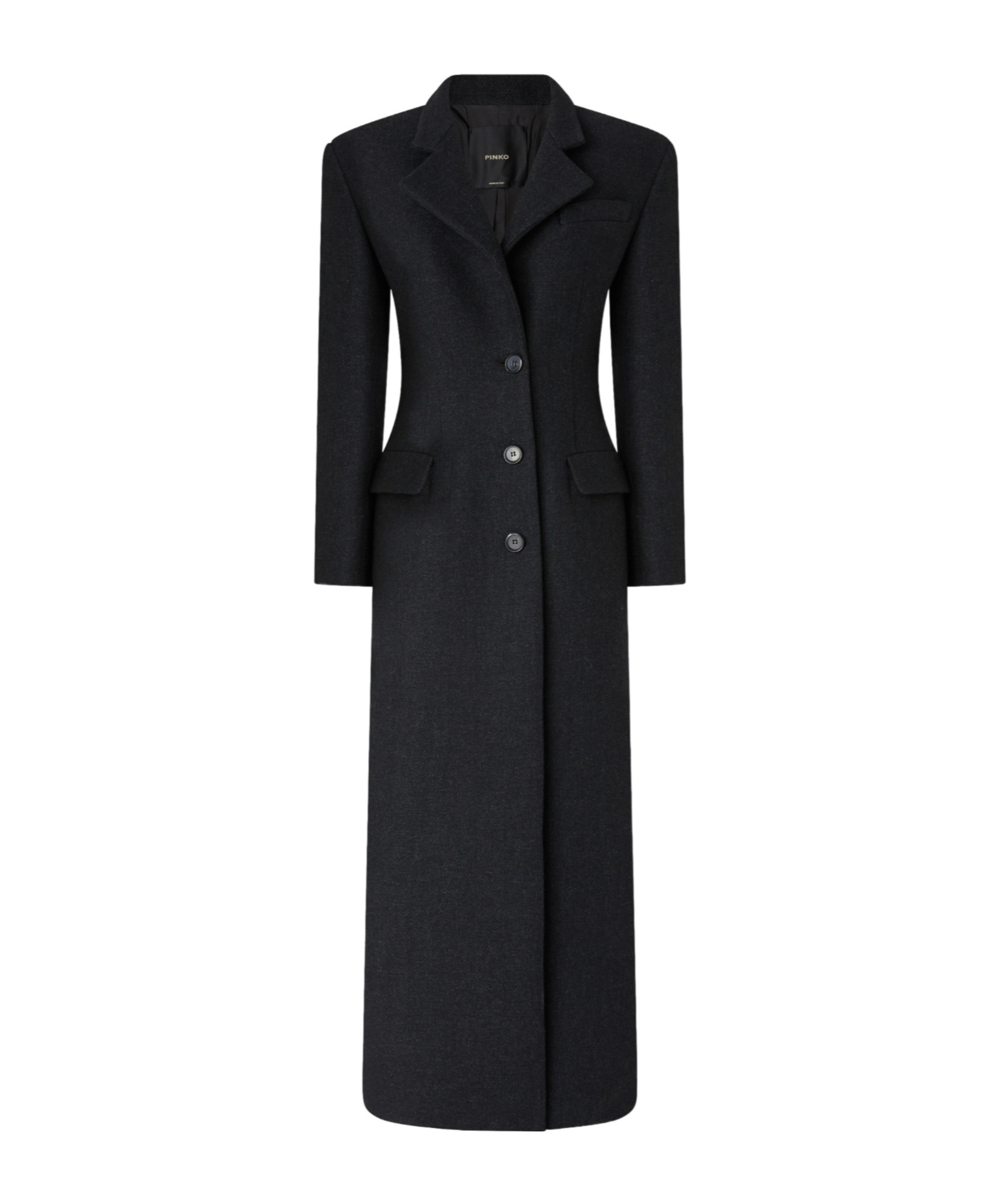 Pinko Structured Wool Coat In Black