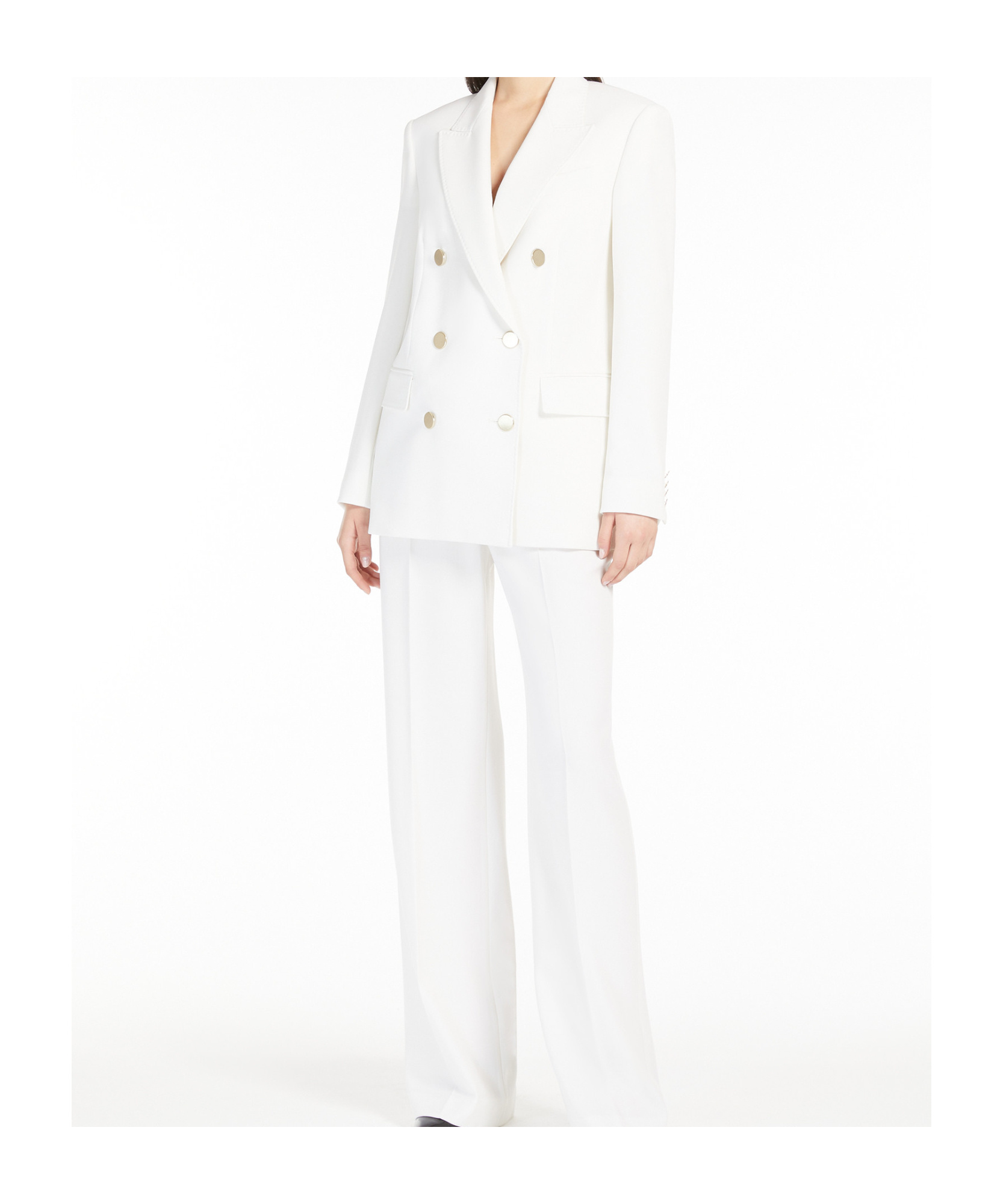 Max Mara Verace Double Breast Linen Blazer In White