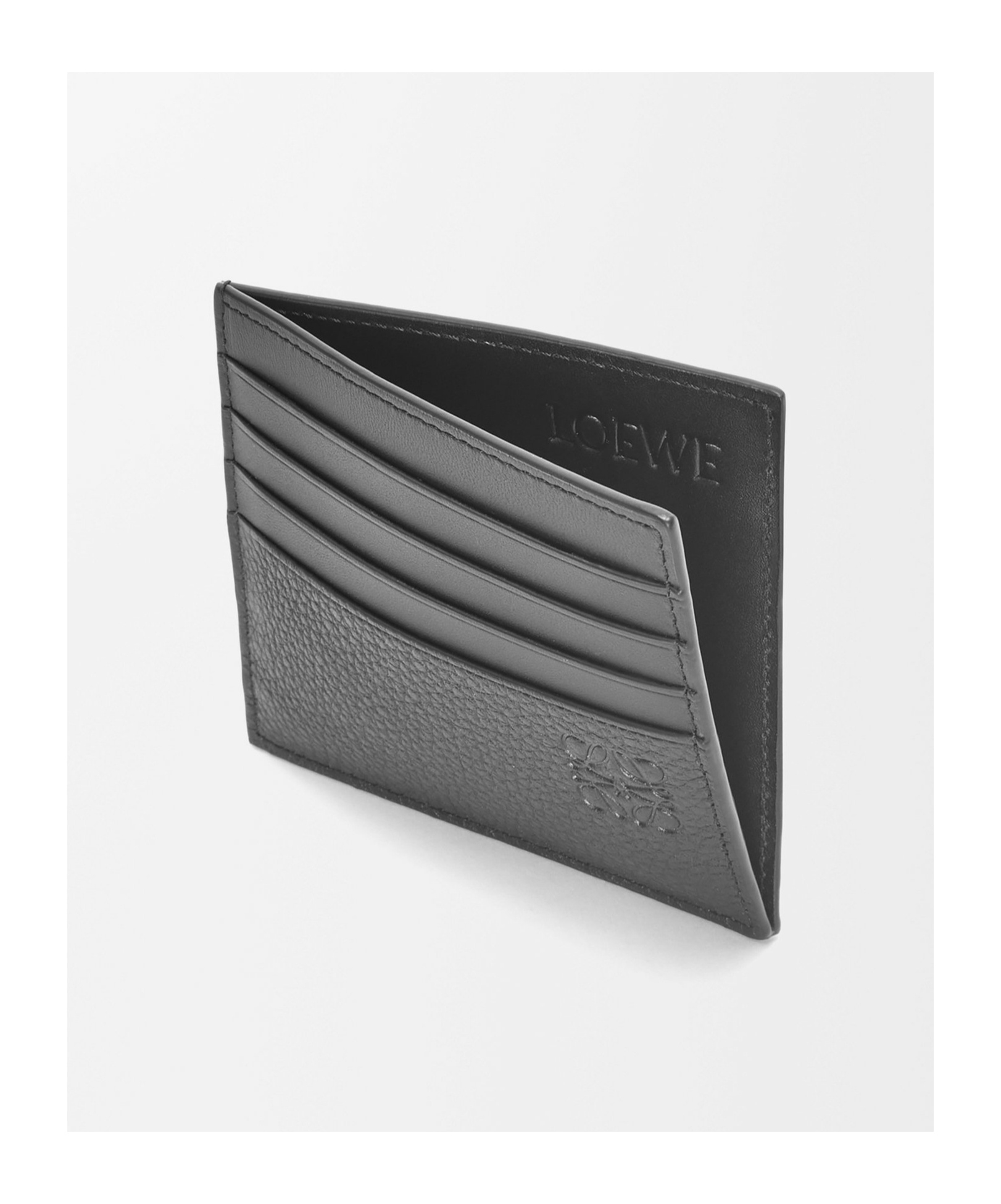 Loewe Grain Open Solid Color Card Holder In Black