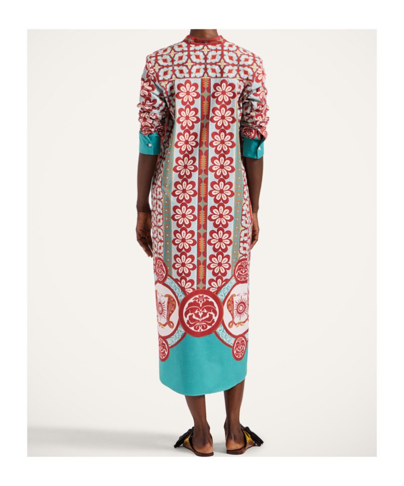 La Doublej Cotton Poplin Dress In Multi