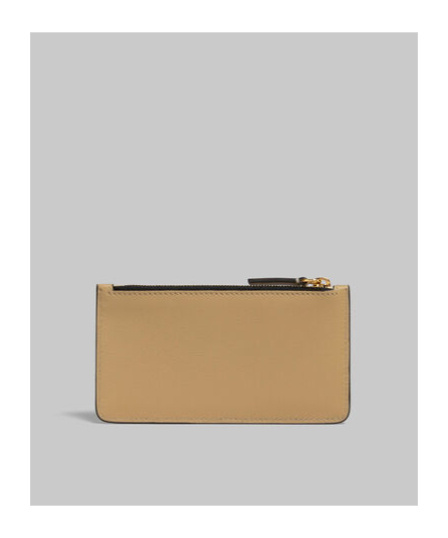 Marni Zipped Leather Card Case In Nude
