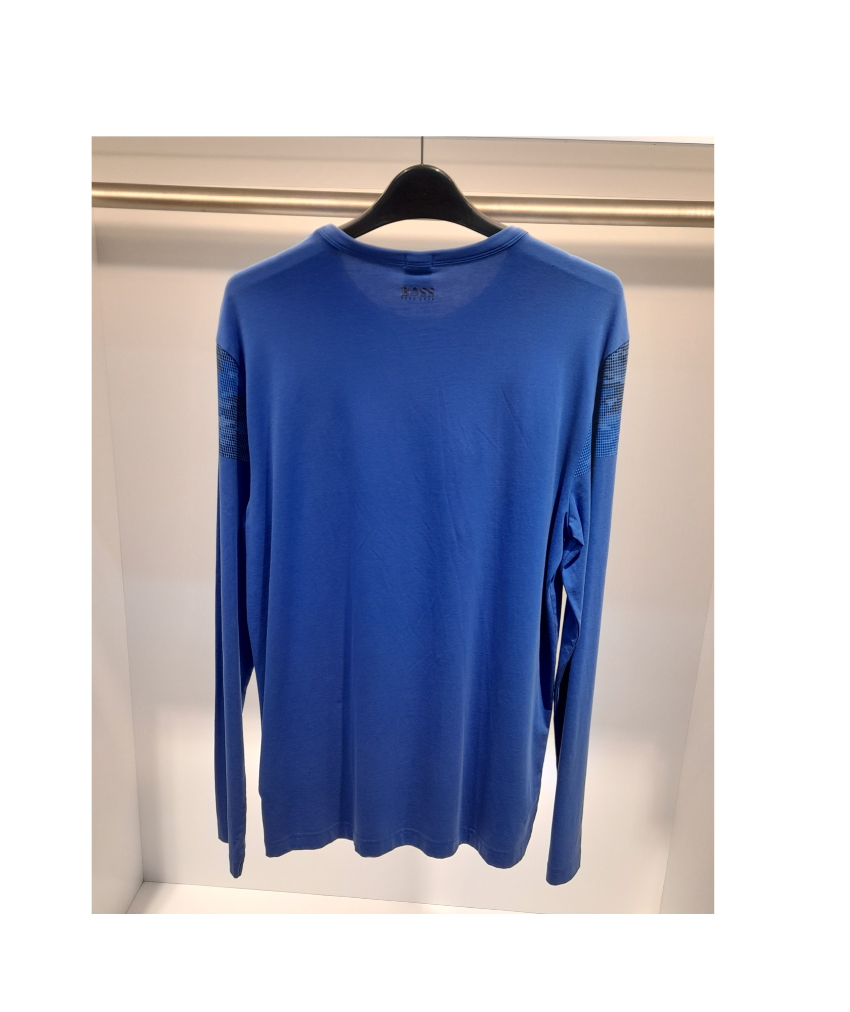 Hugo Boss Round Collar And Long-sleeved T-shirt In Blue