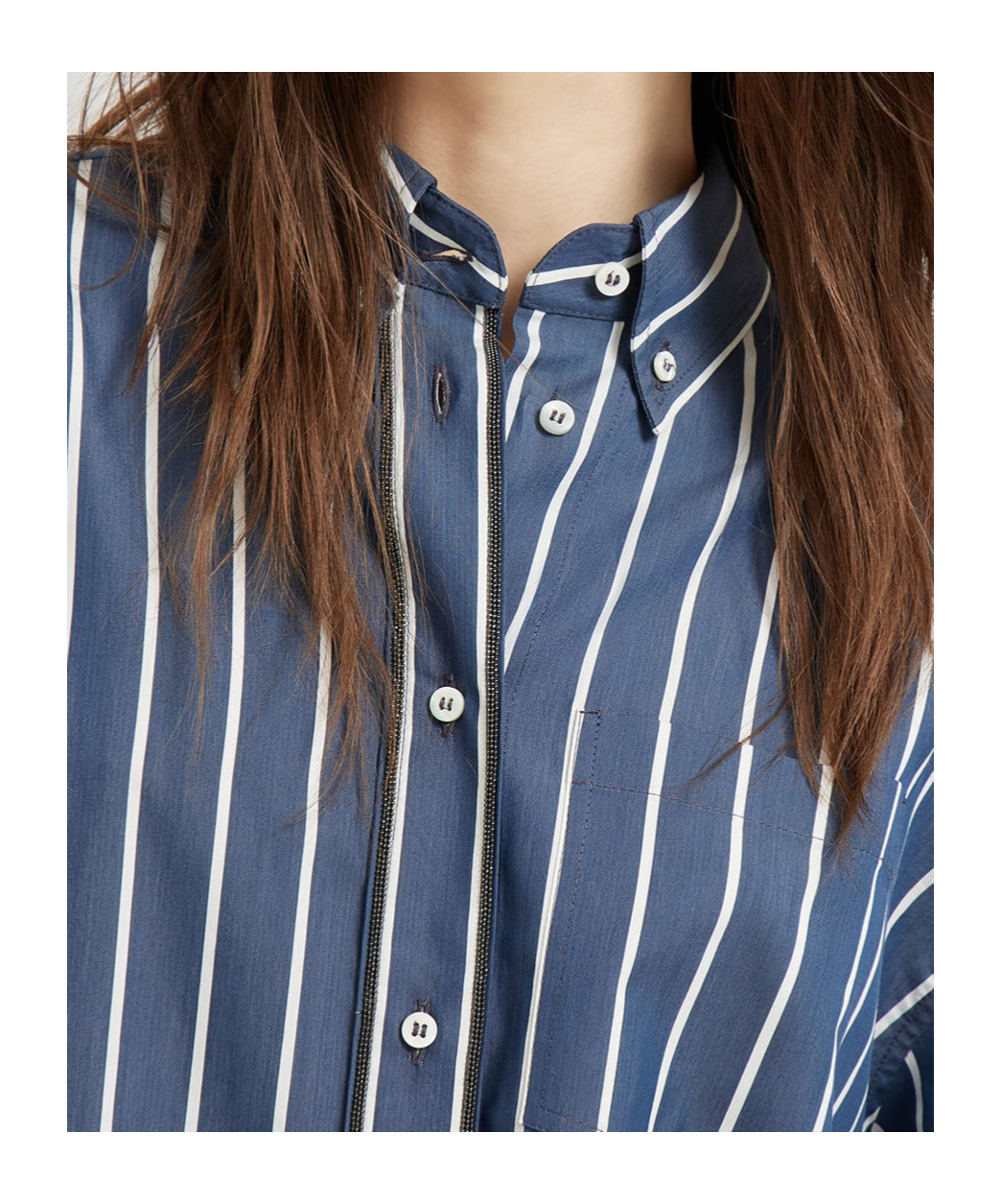 Brunello Cucinelli Lapel Long Sleeve Shirt In Blue