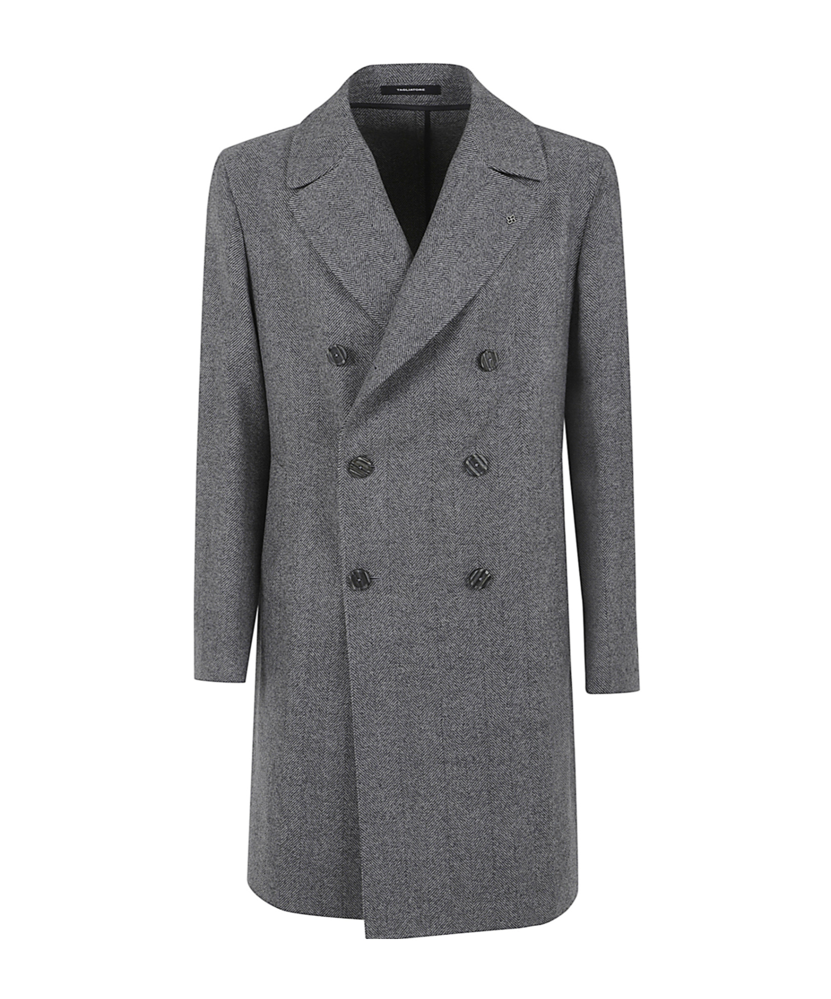 Tagliatore Long Sleeve Double-breasted Coat In Gray