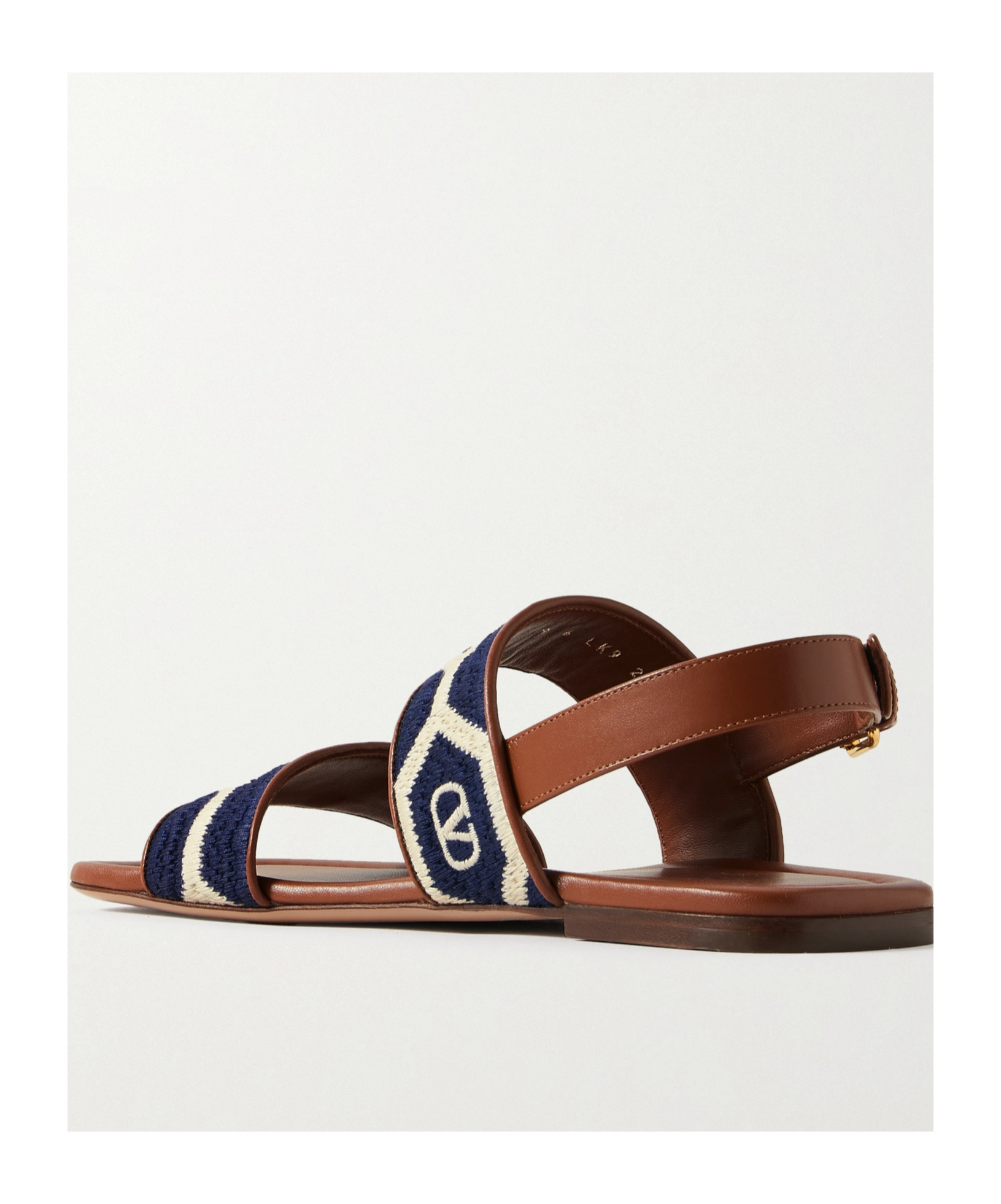 Valentino Embroidered Fabric Vlogo Signature Flat Sandals In Black
