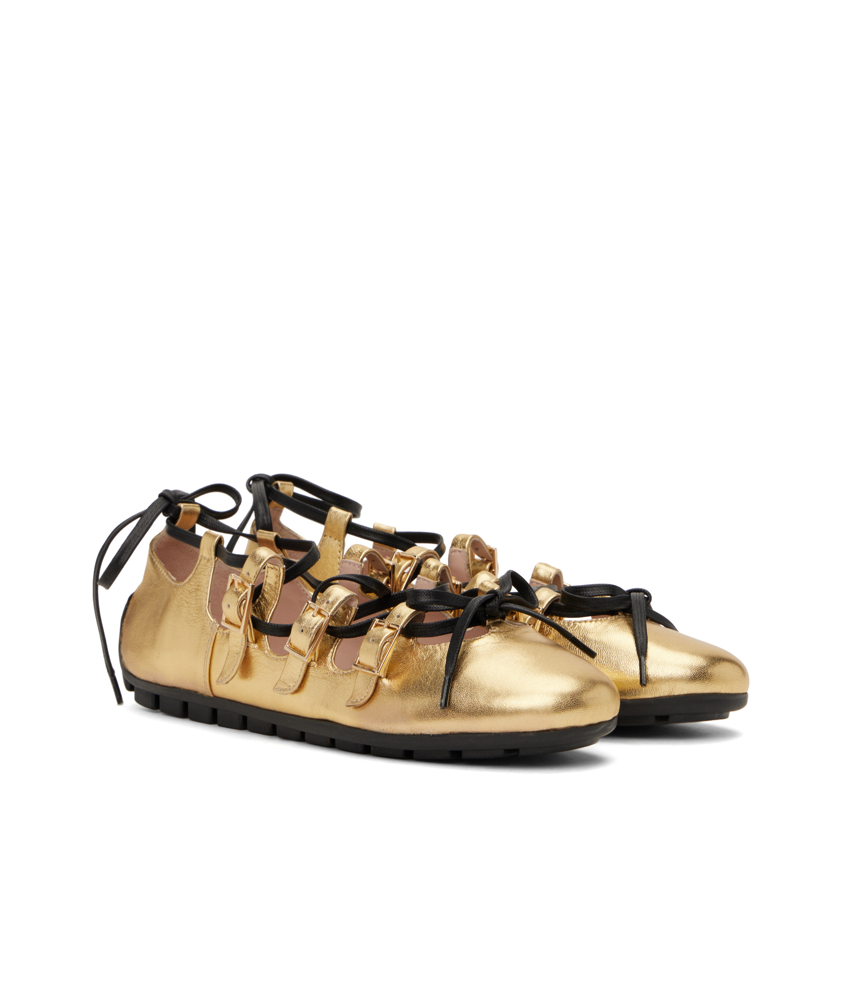 Simone Rocha Ghillie Grip Ballet Flats In Golden