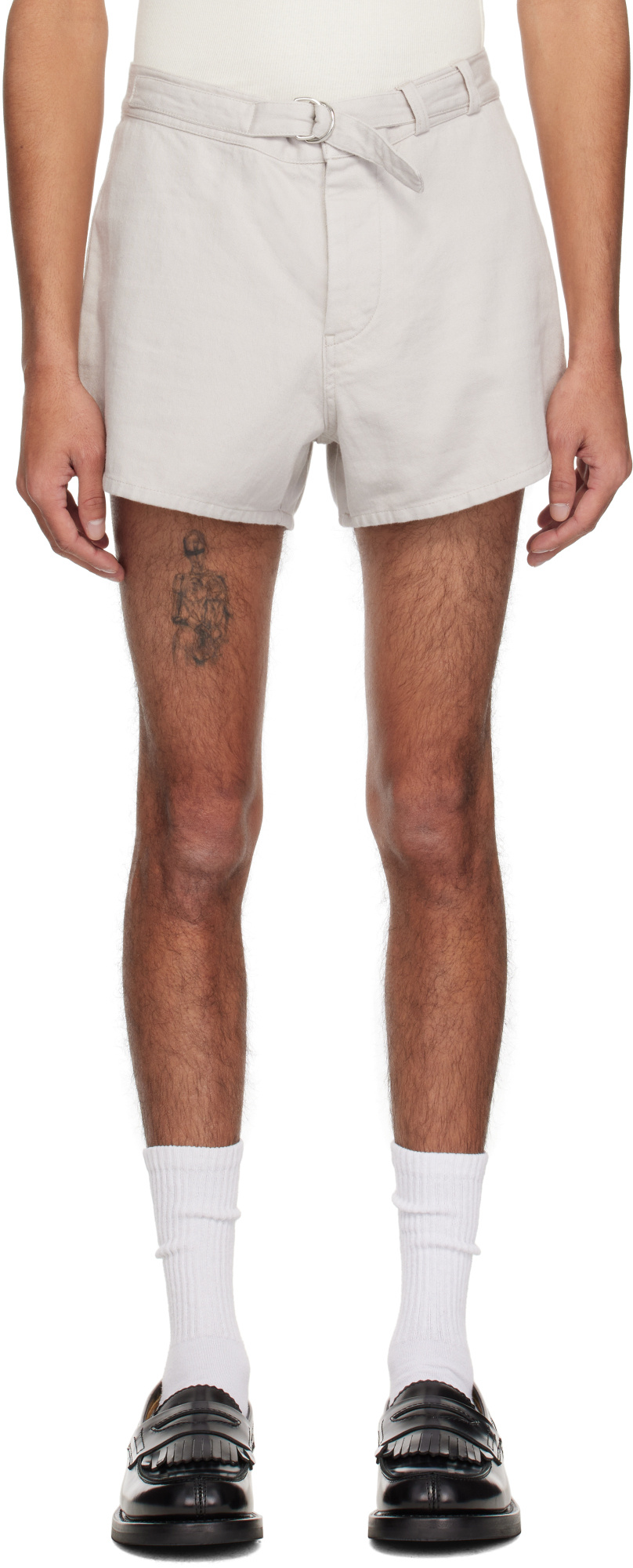 Our Legacy Gray Oyster Trunk Shorts In White
