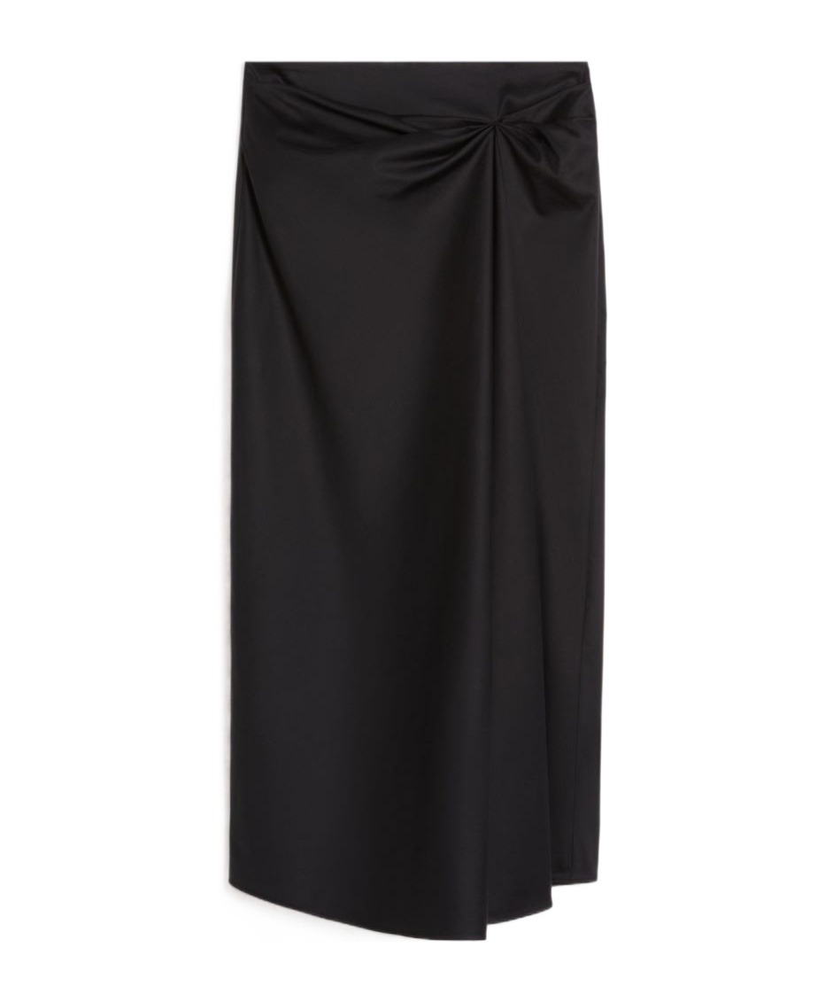 Max Mara Cotton Satin Skirt In Black