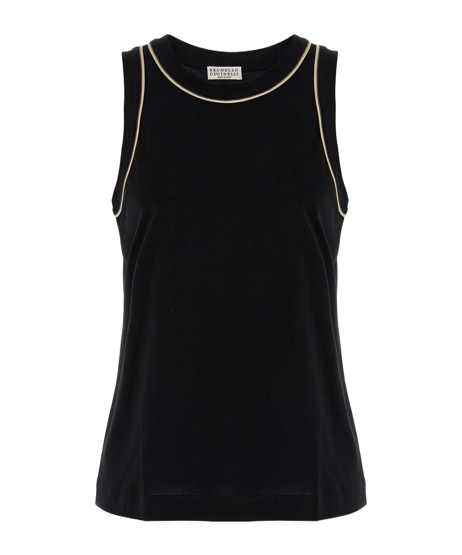 Brunello Cucinelli Monile Sleeveless Crew Neck Tank Top In Black