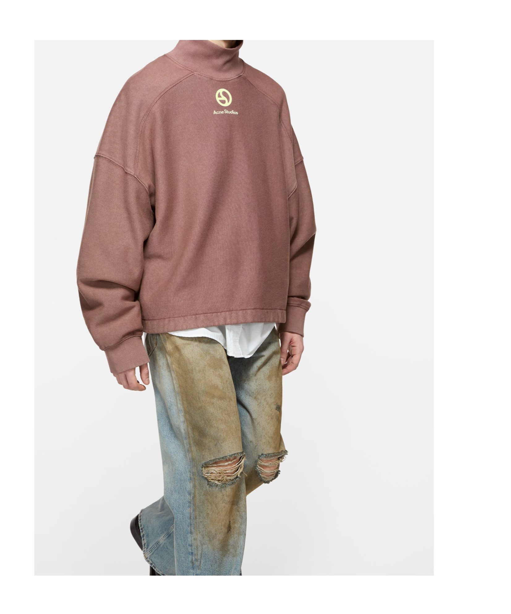 Acne Studios Logo Turtleneck Sweater In Brown