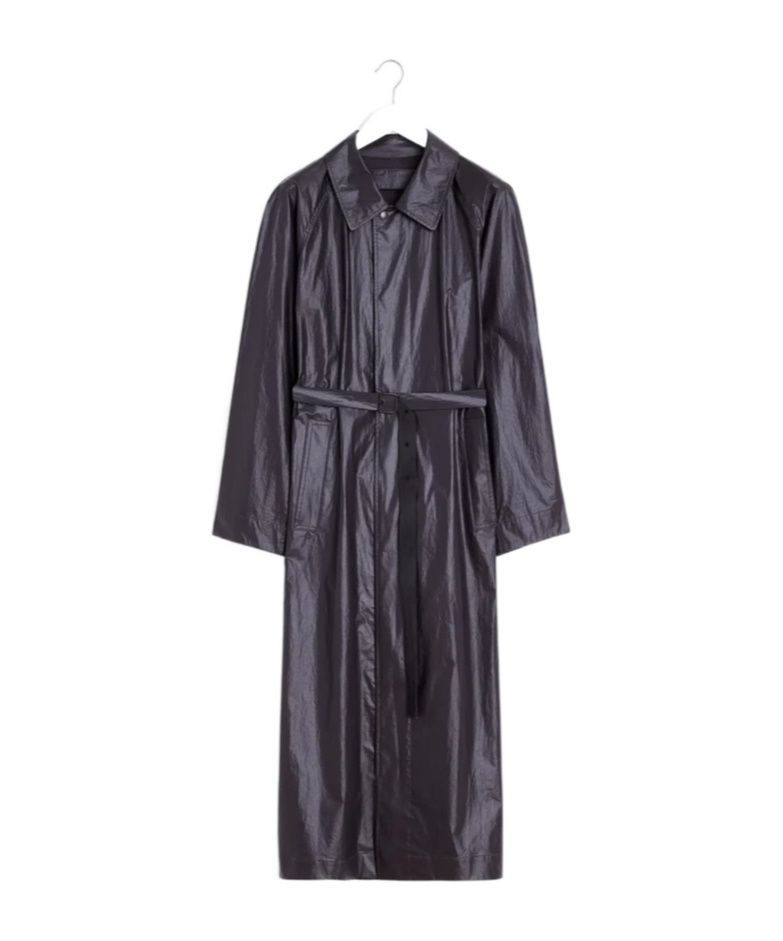 Lemaire Light Belted Coat In Gray-black