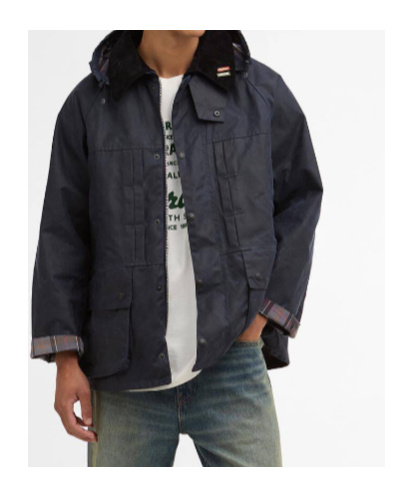 Barbour X Levi's Oversized Bedale Waxed Jacket In Blue
