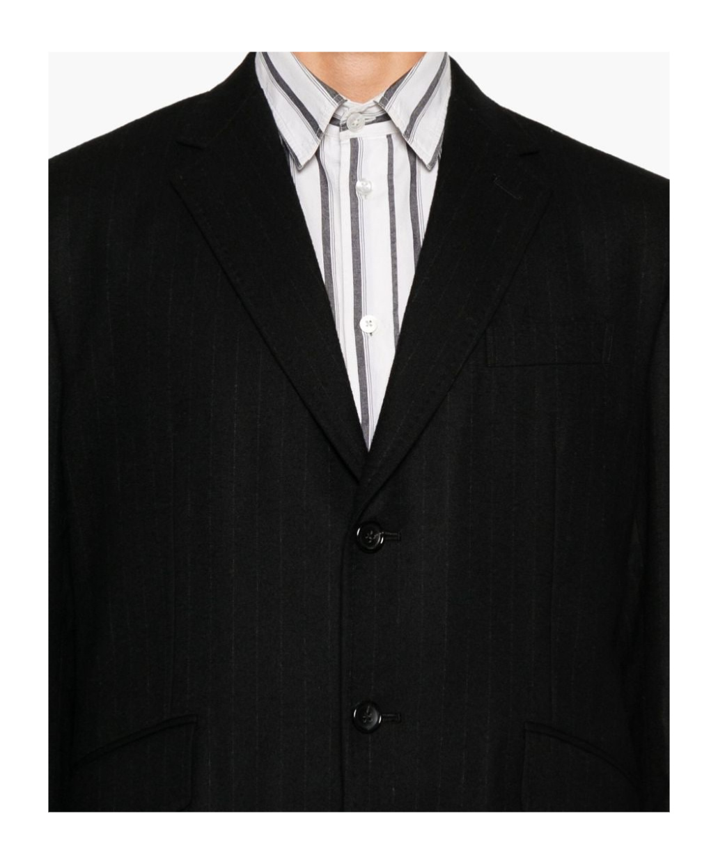 Junya Watanabe Pinstripe Coat In Black
