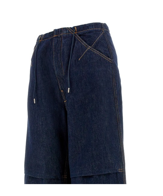 Darkpark Daisy Contrast-stitching Wide Leg Jeans In Black