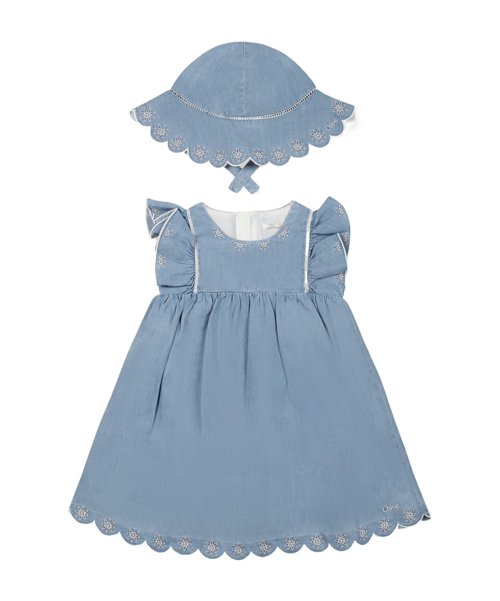 Chloé Sleeveless Dress And Hat Set In Blue