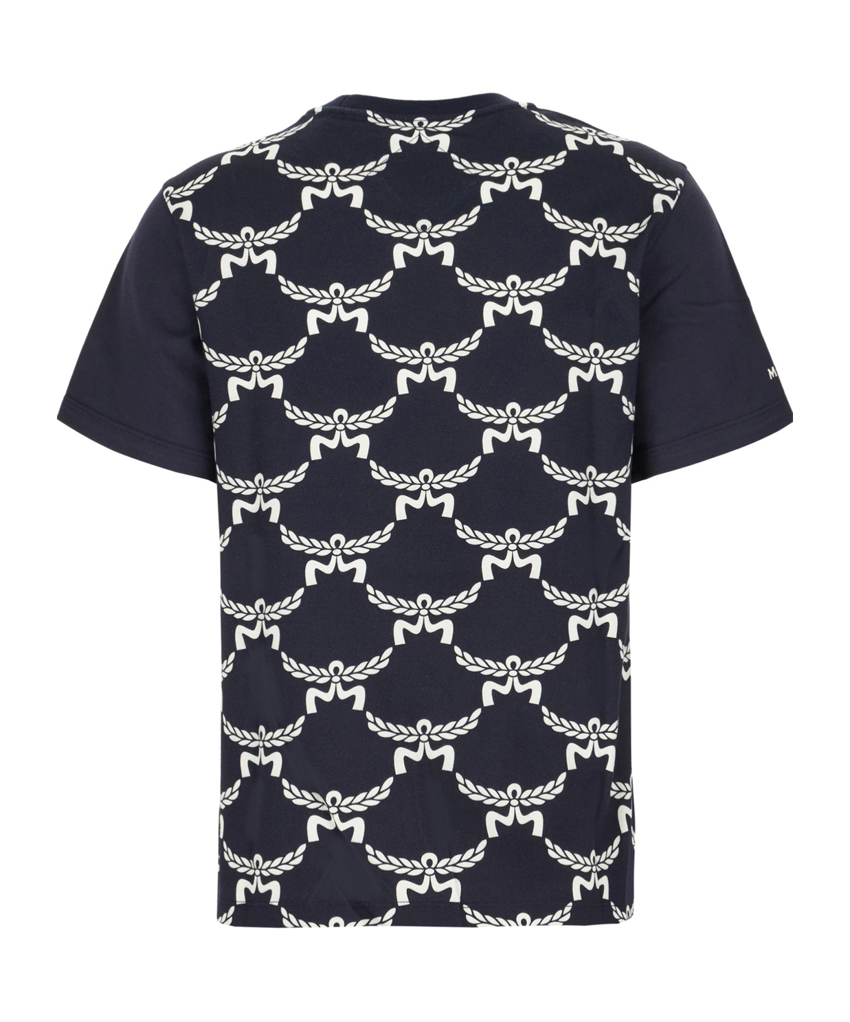 Mcm Cotton Crew Neck T-shirt With Geometric Pattern In Black