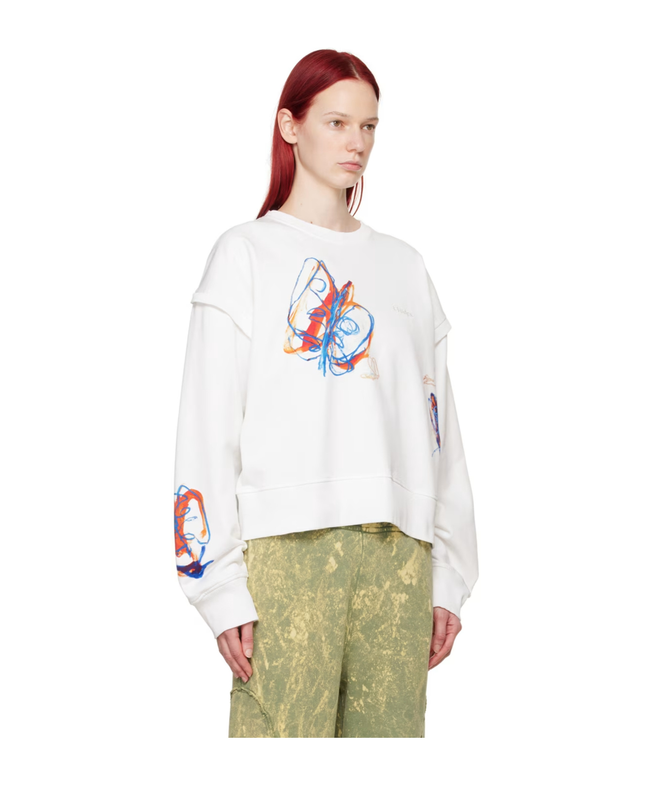 Etudes Studio Pattern Printed Long-sleeved Hoodie In White