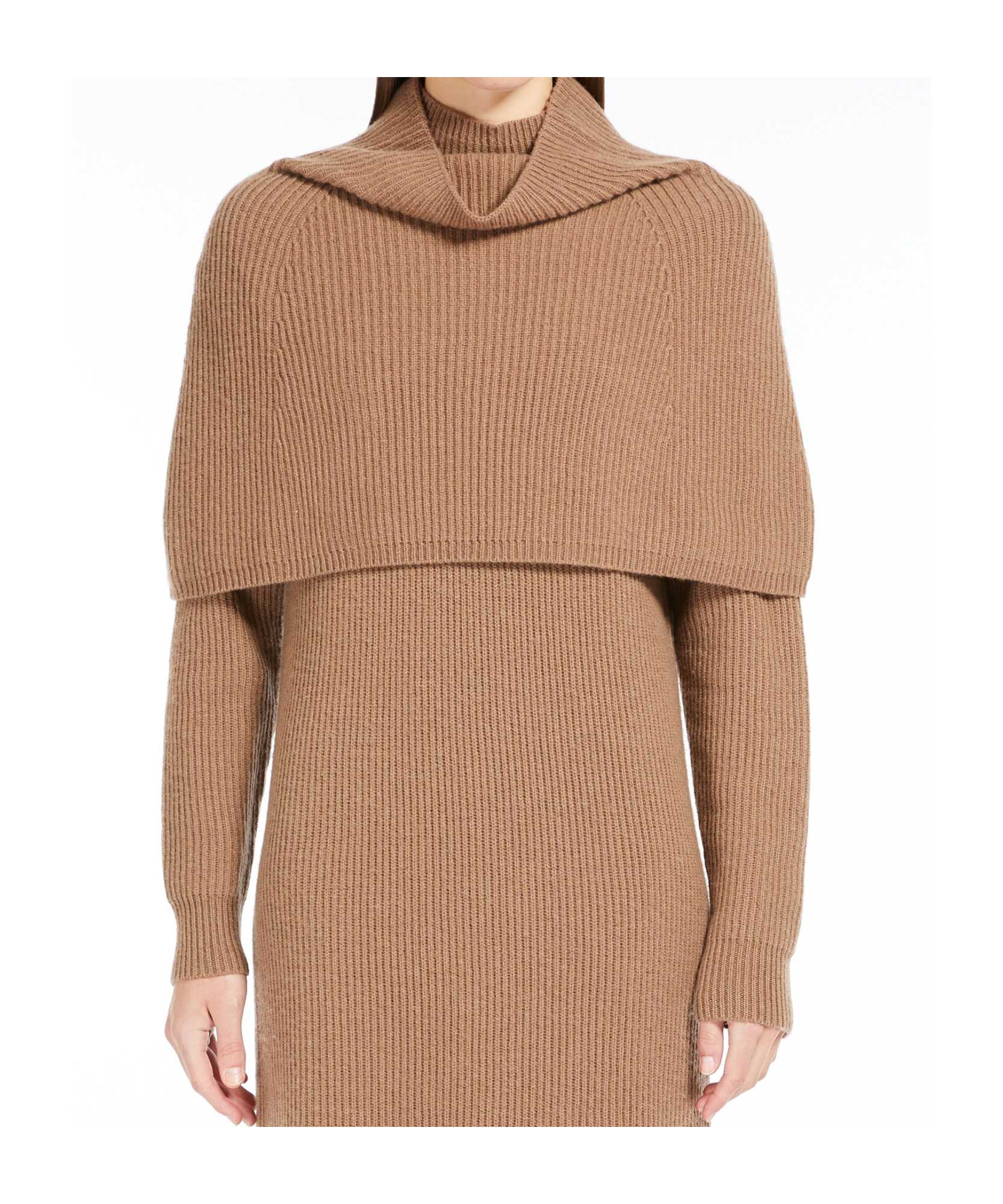 Max Mara Giulio Wool And Cashmere Ribbed Cape In Brown