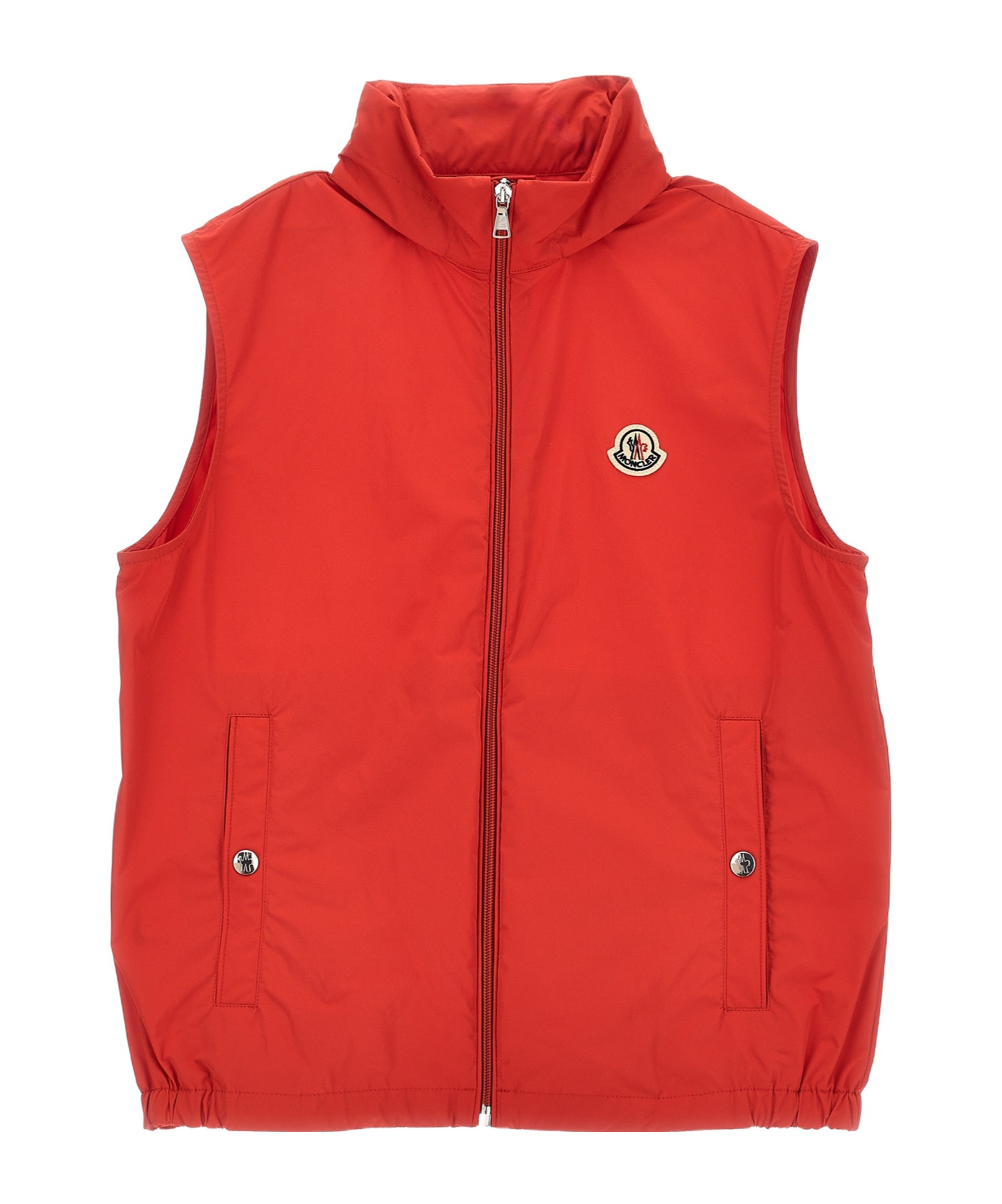 Moncler High Collar Sleeveless Vest In Red