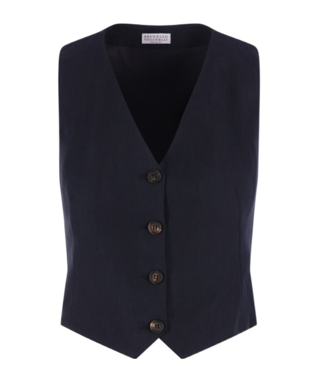 Brunello Cucinelli V-neck Waistcoat In Blue