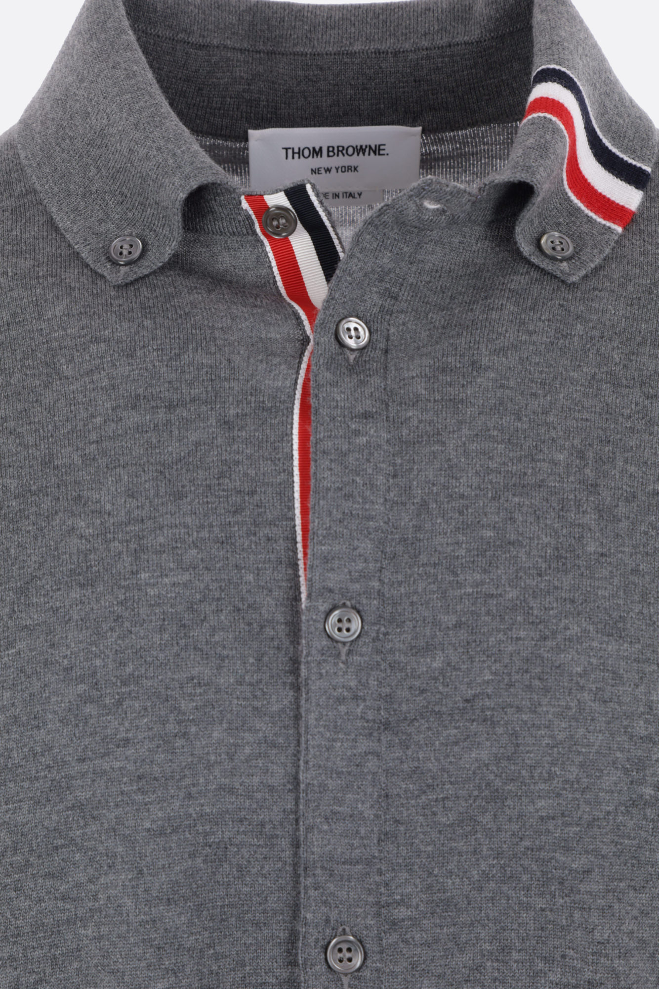 Thom Browne Stripe-trim Detail Knit Cardigan In Gray