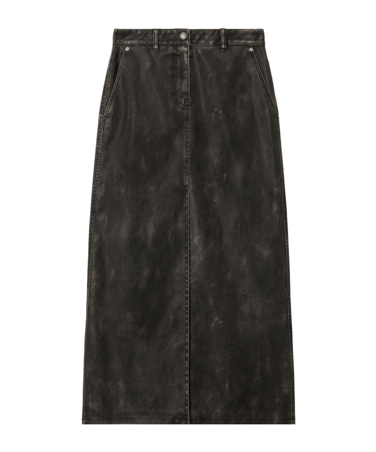 Palm Angels Curved Logo Coated Long Skirt In Black