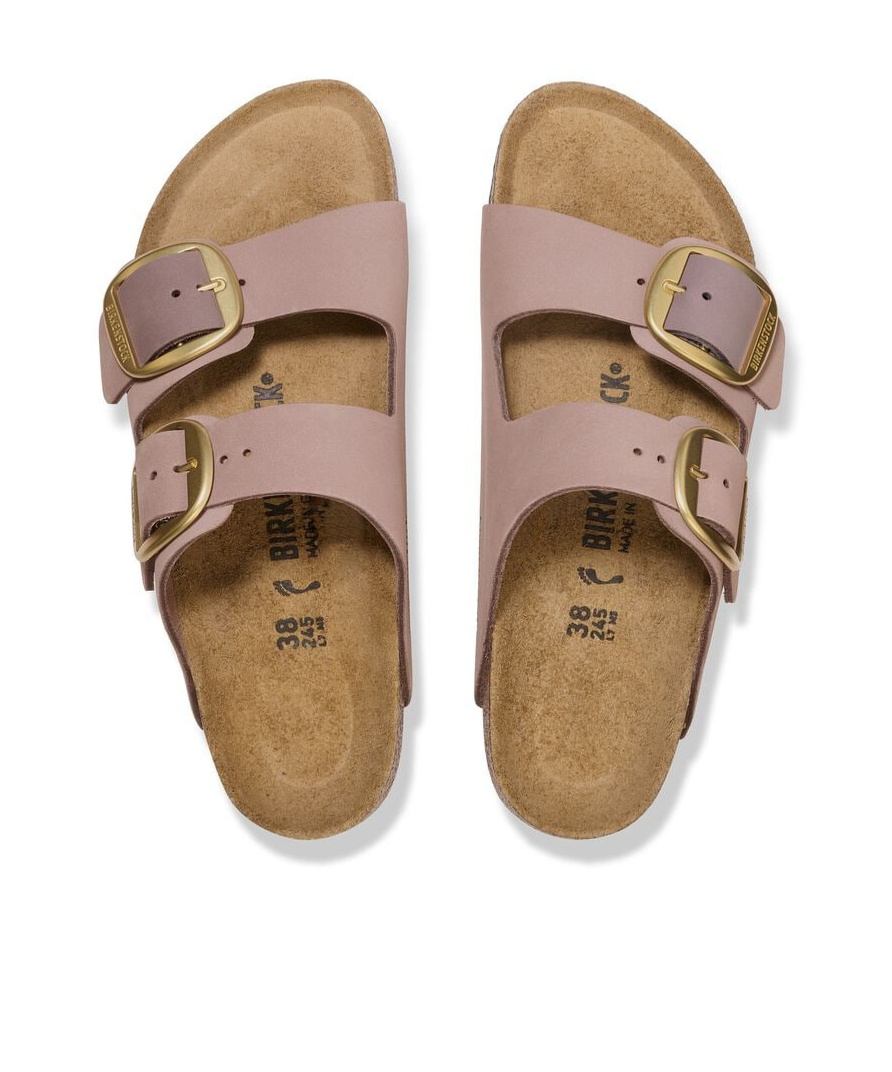 Birkenstock Arizona Big Buckle Old Rose Nubuck Leather Two Bar Mules S In Purple