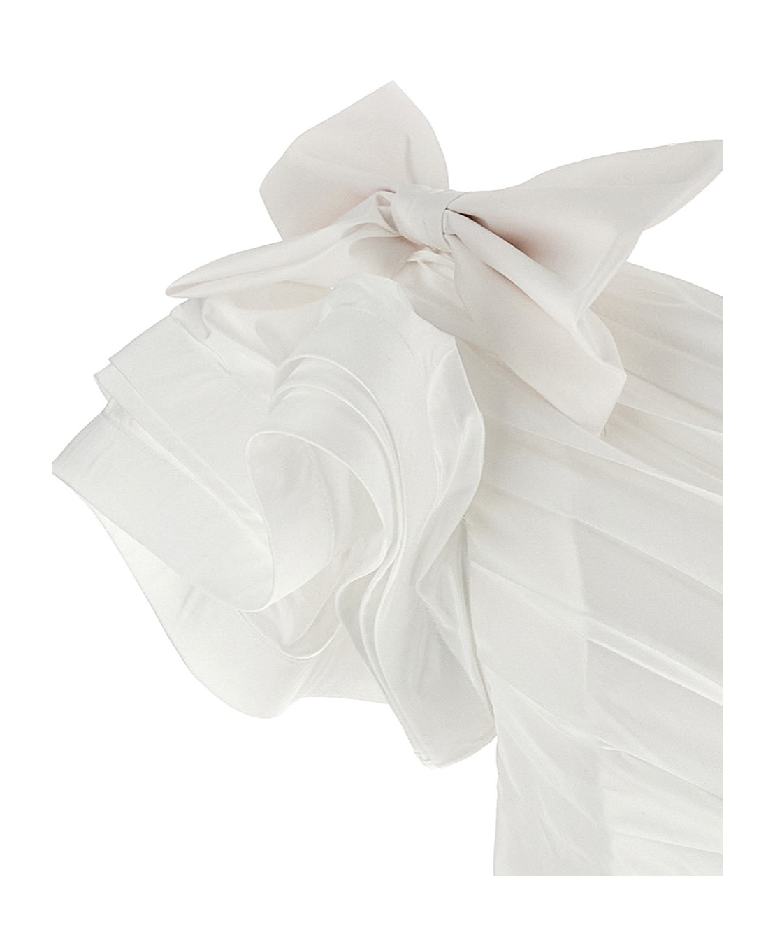 Alessandra Rich Taffeta Ruffled Bows Mini Dress In White