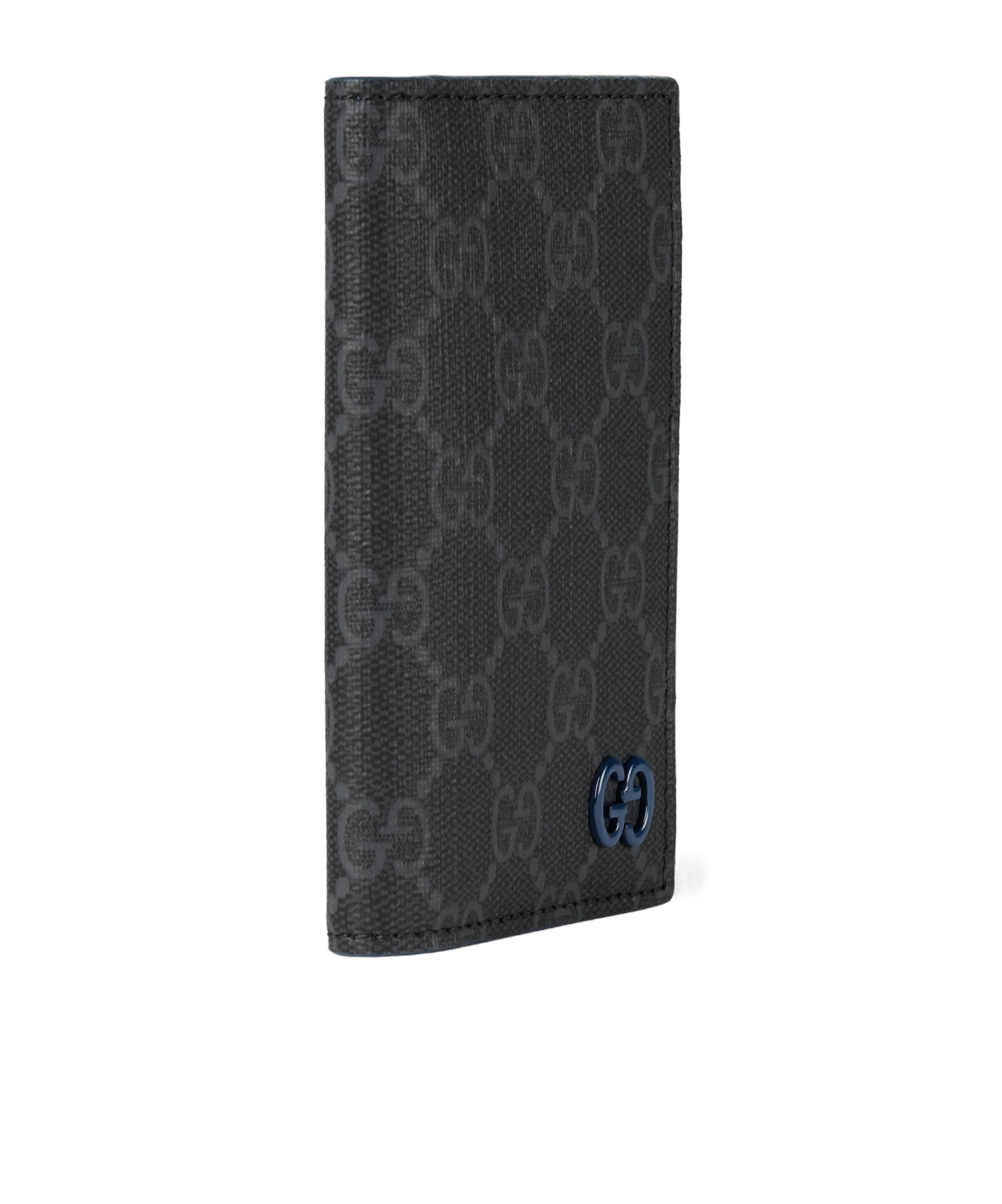 Gucci Black Card Holder With All-over Gg Motif And Logo On The Front In Fabric Man In Black