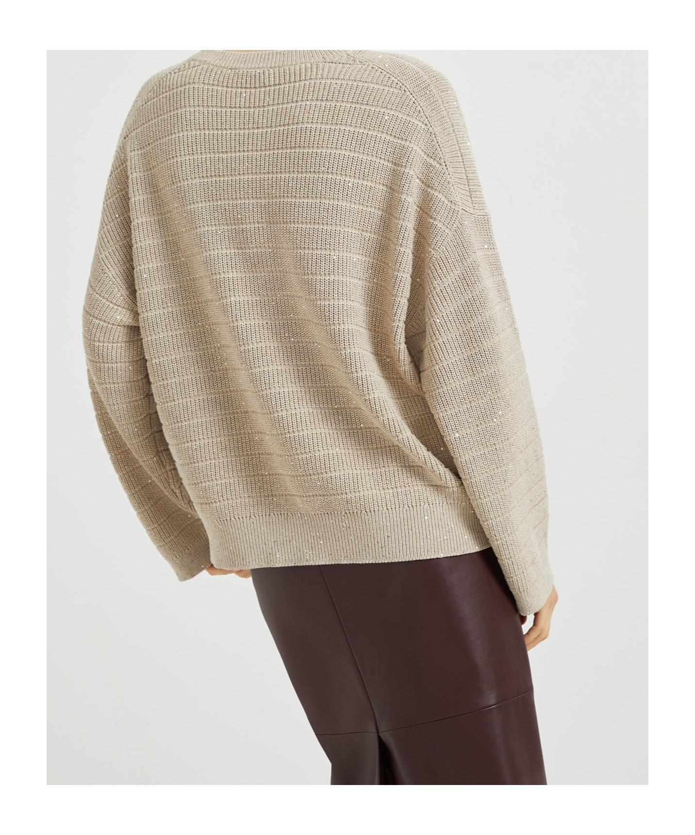 Brunello Cucinelli Cotton-blend Sequin-embellished Sweater In Neutral