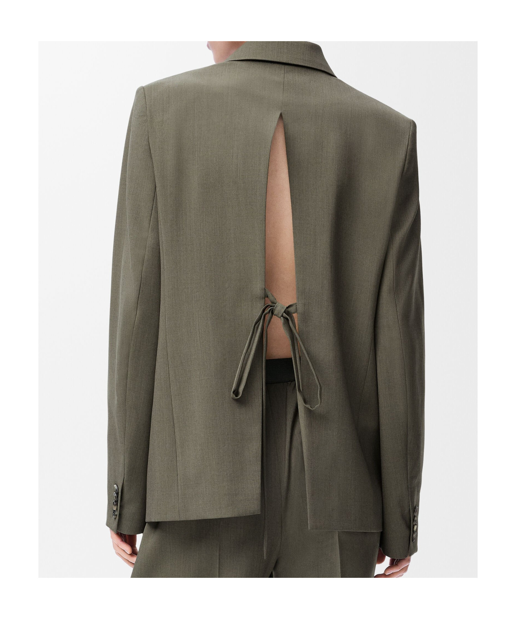 Loewe Womens Khaki Green Split-back Single-breasted Wool Blazer In Green