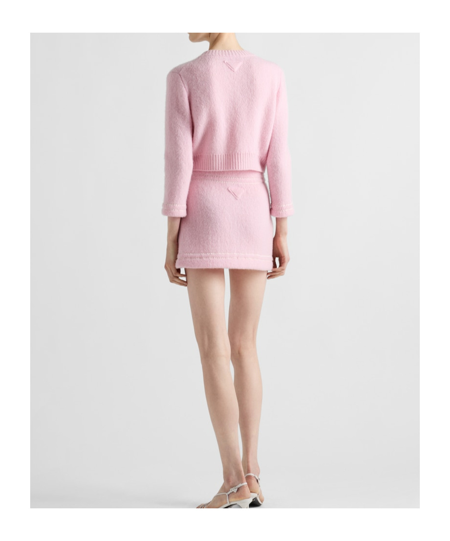 Prada Womens Pink Button-embellished Boxy-fit Cashmere Cardigan In Pink