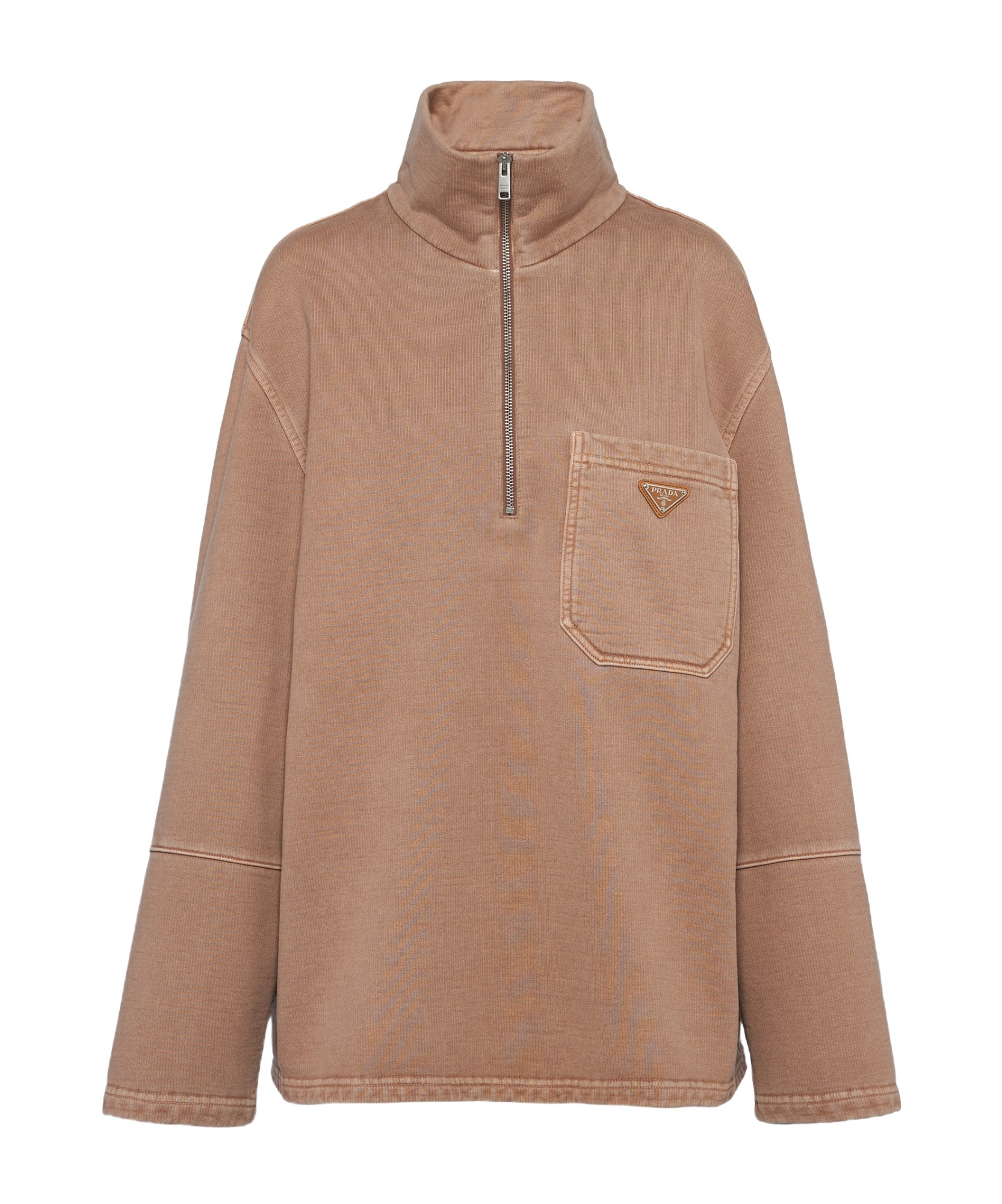 Prada Funnel-neck Cotton Sweatshirt In Brown