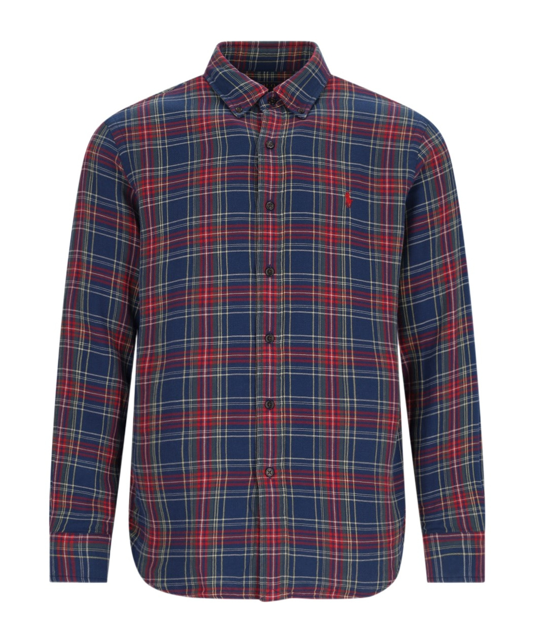 Polo Ralph Lauren Collared Cuffed Plaid Shirt In Black