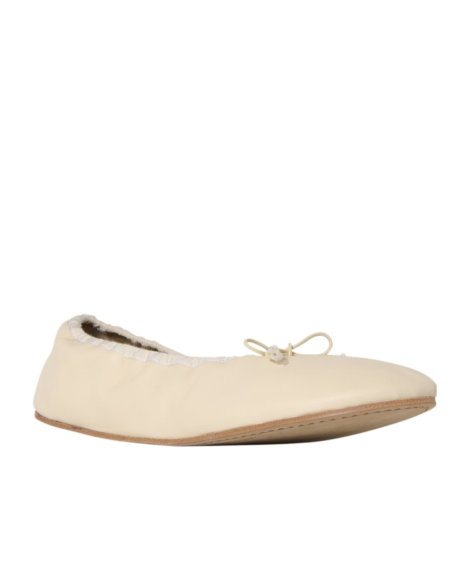 The Row Round Ballet Flat In Leather In Green