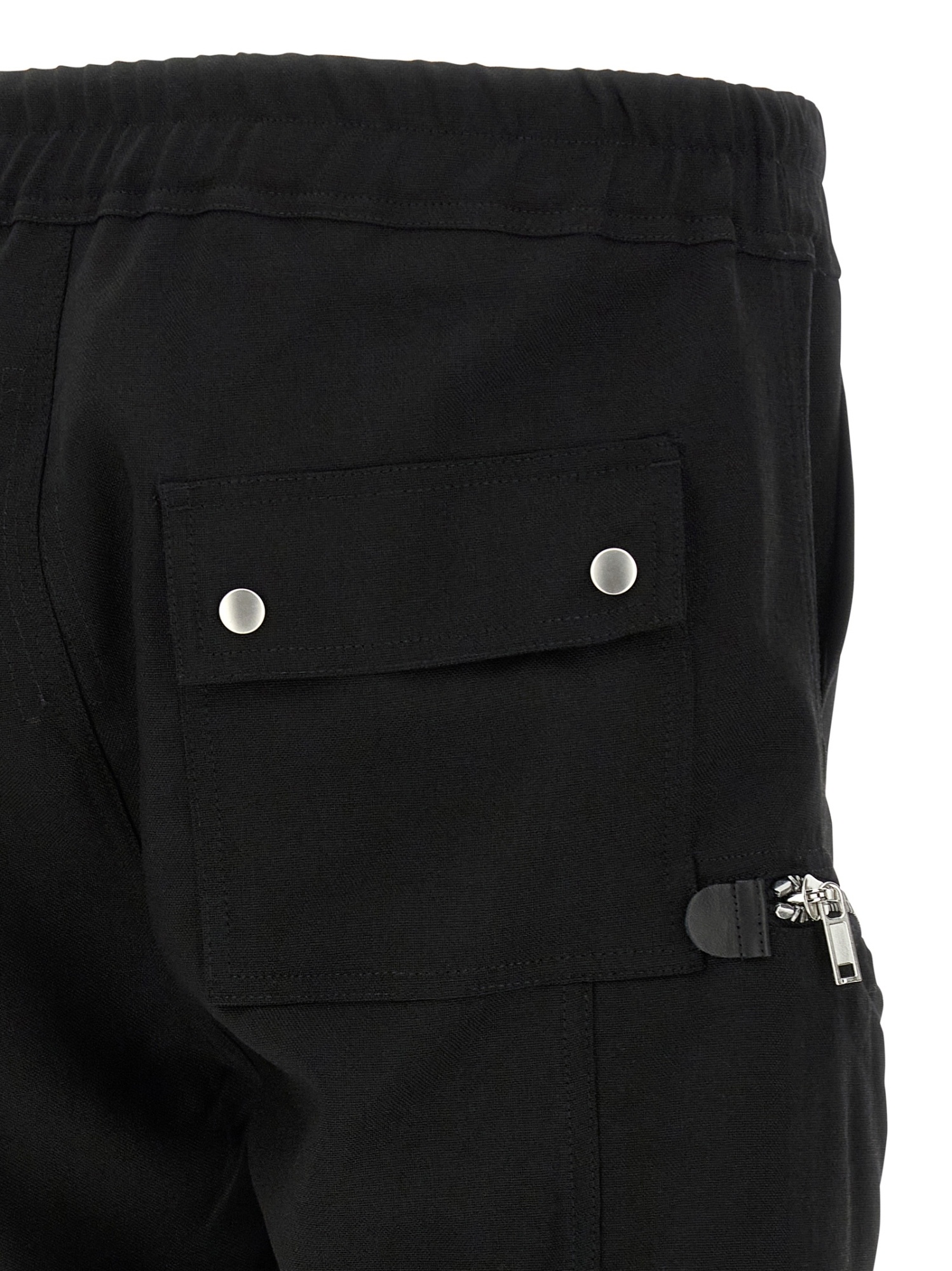 Rick Owens Bauhaus-inspired Cargo Pants With Elastic Waistband In Black