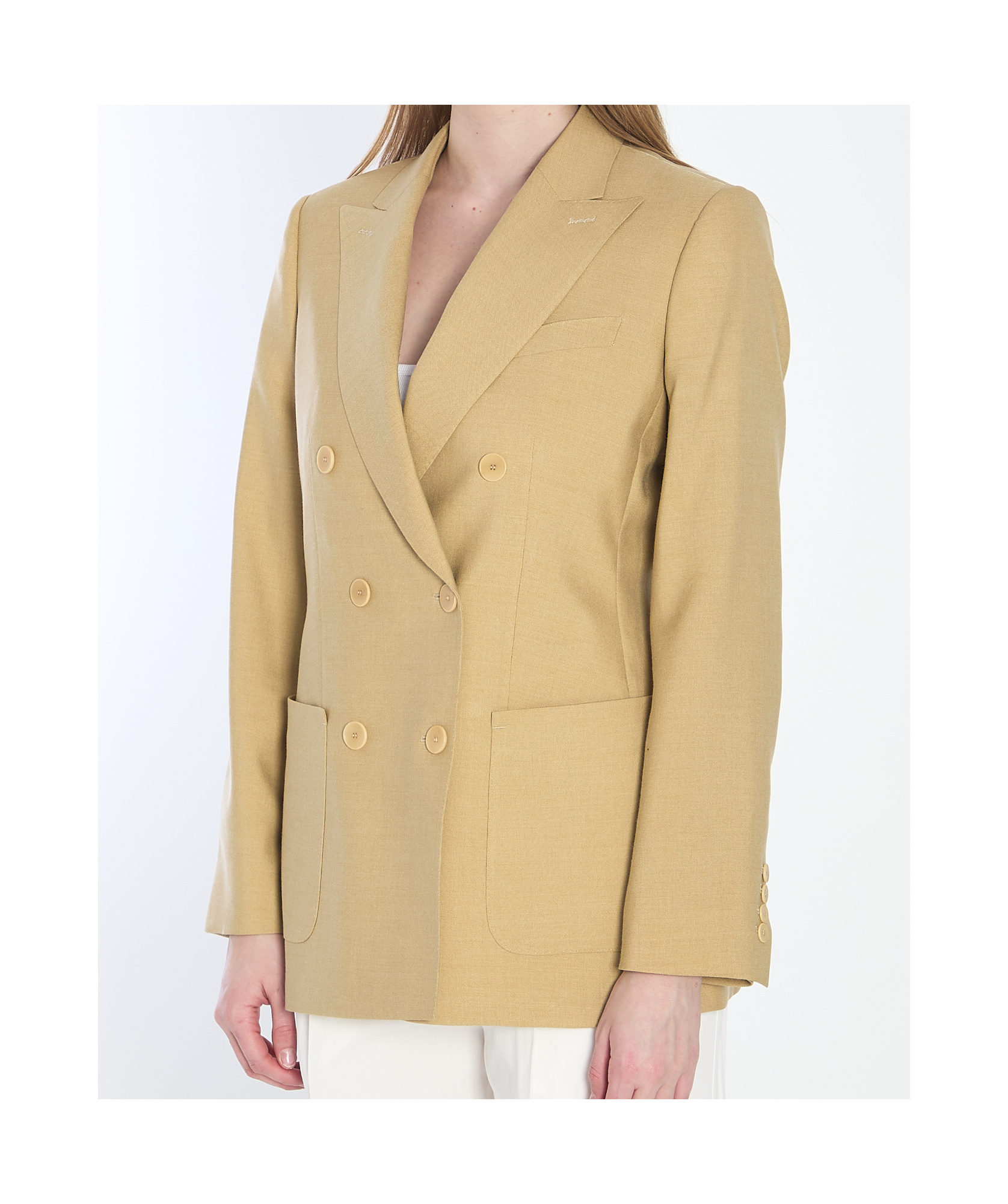 Shop Max Mara Double-breasted Blazer In Nude