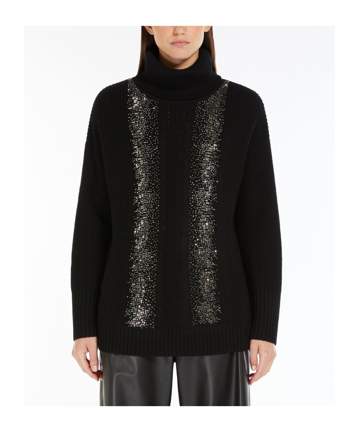 Max Mara High-necked Wool Sweater In Black