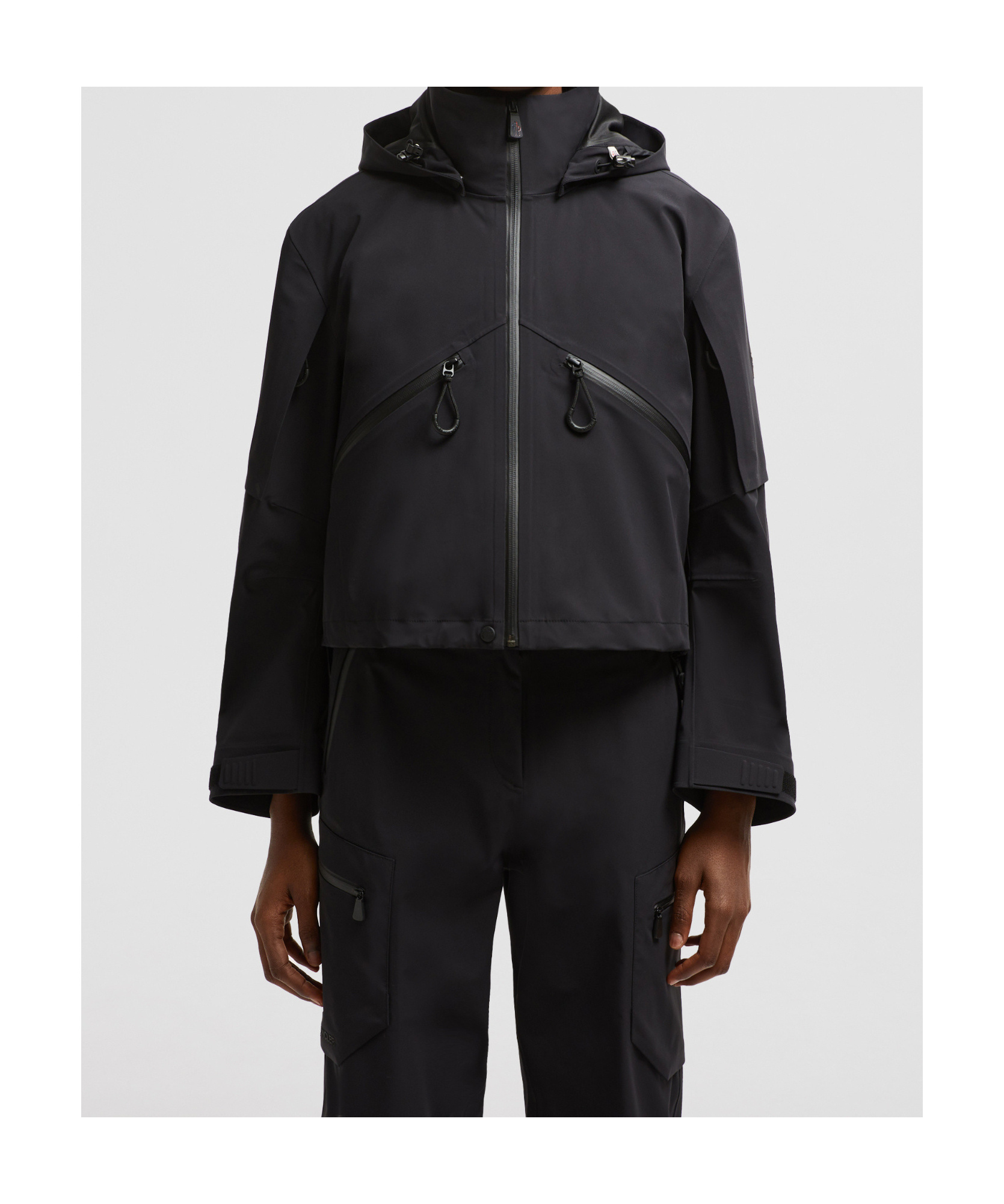 Moncler Womens Black Kibira Hooded Stretch-woven Jacket