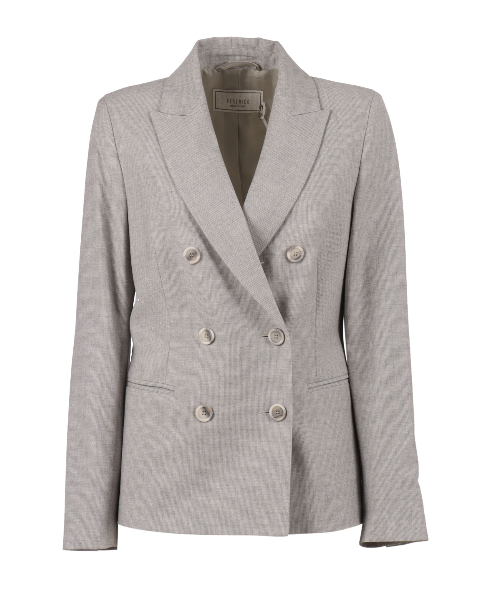 Peserico Double-breasted Tailored Jacket With Notched Lapel In Gray