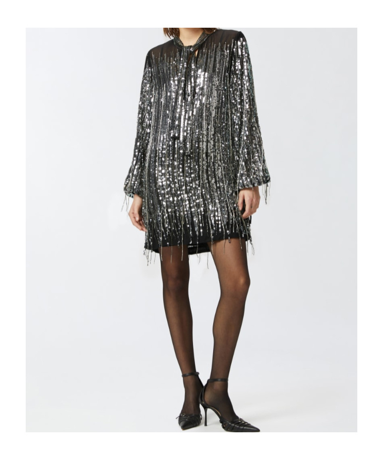 Pinko Sequined Mini Dress In Black