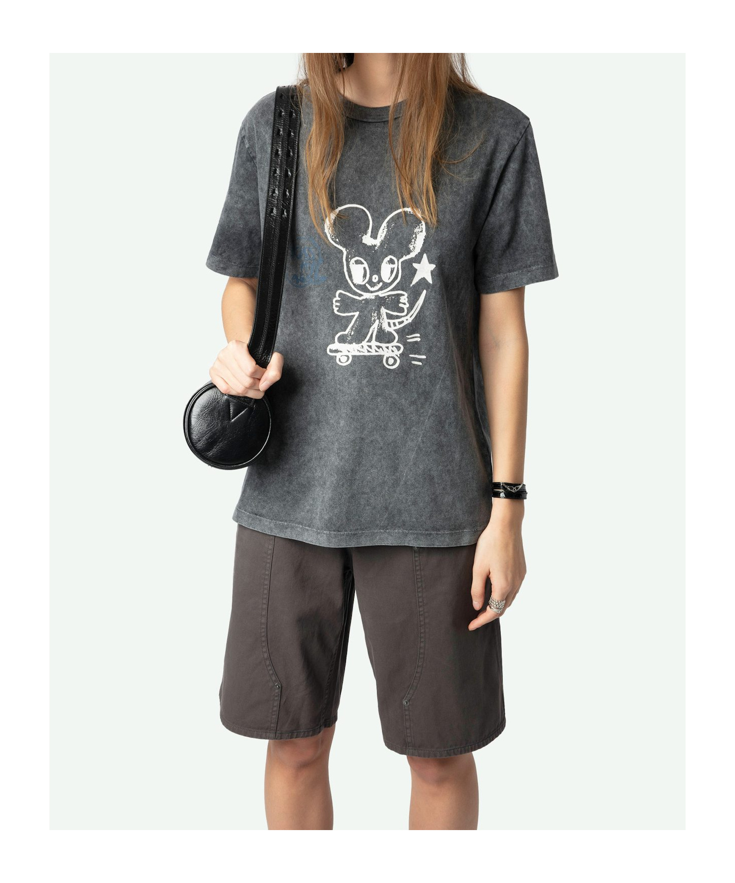 Zadig & Voltaire Womens Edwin Mouse-print Cotton T-shirt Carbone In Carbone